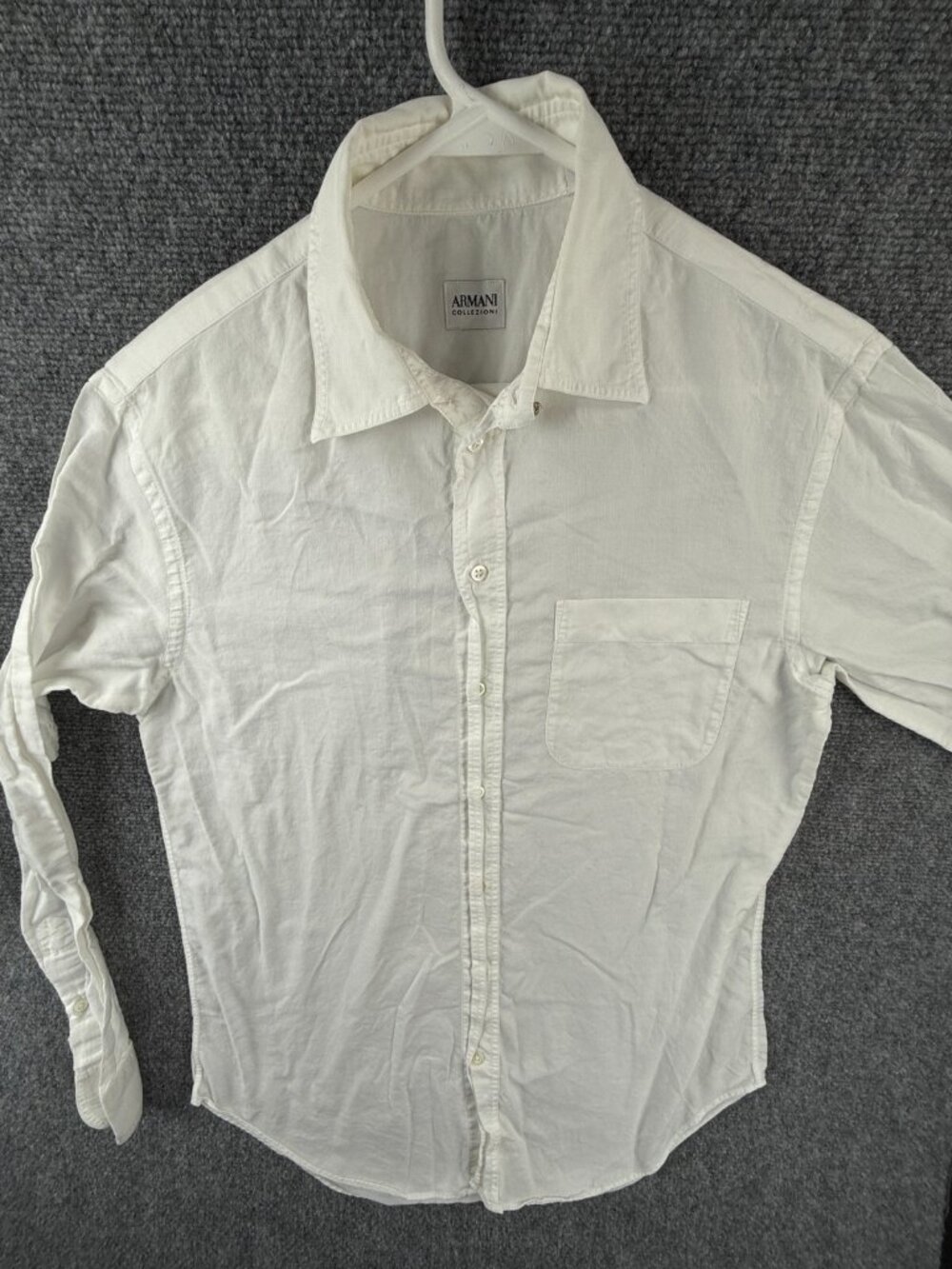 Armani Collezioni Button Up Shirt Men Long Sleeve White Size 15.5 Lightweight